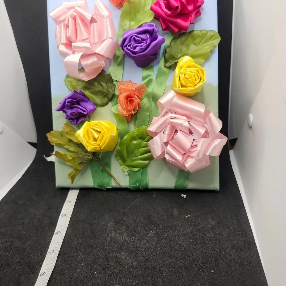 Hand Crafted Colorful Rose Water Color Painting Mixed Media Art 8x10